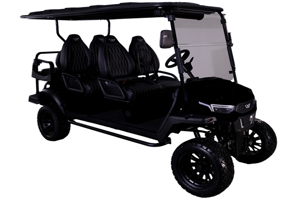 Halo XL Matte Black Electric Golf Cart Front View